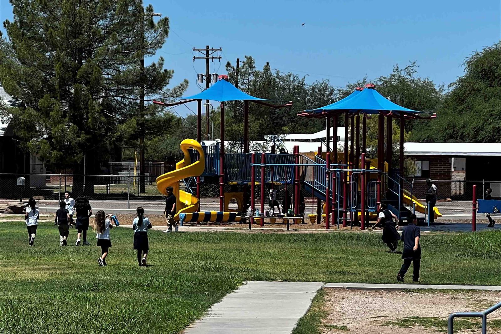 Lots of fun on the Pueblo Gardens playground on the first day of school!